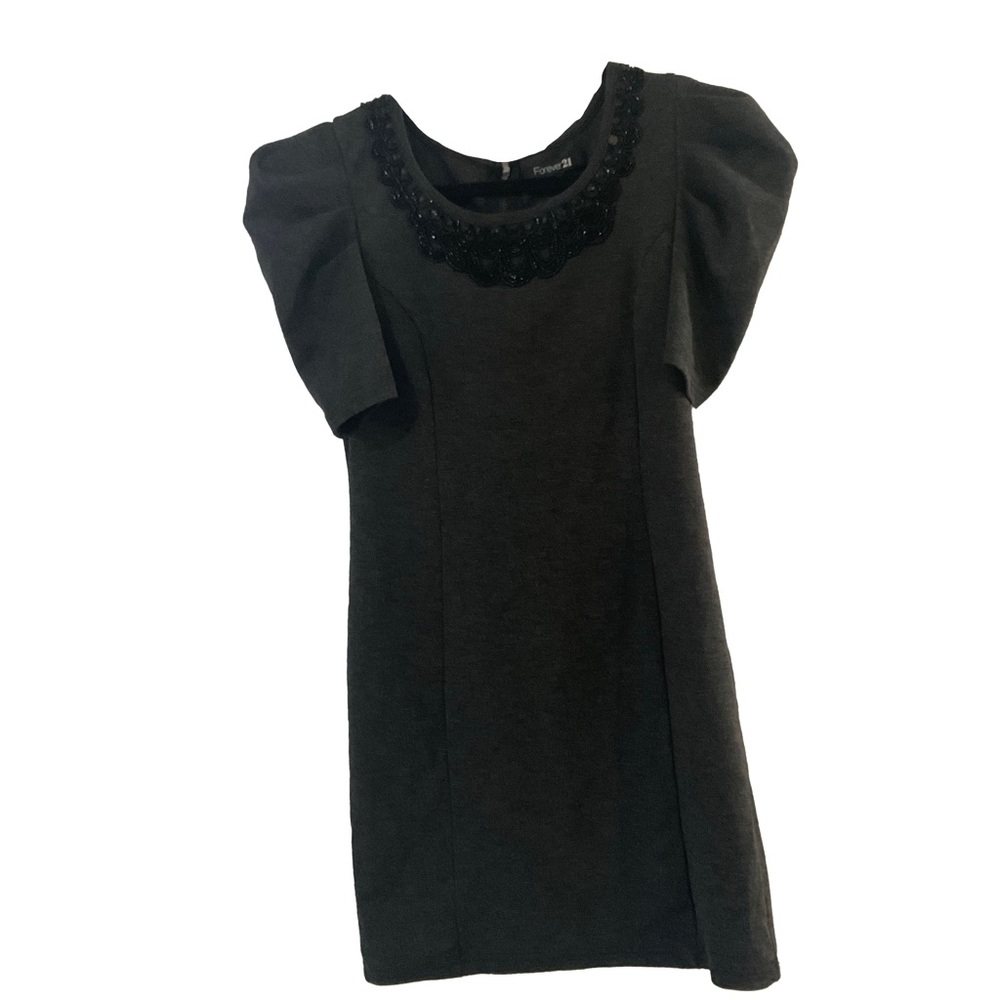Forever 21 Gray & Black Beaded Dress